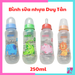 Bình sữa Mirai cho bé 150ml - 250ml bình sữa cổ hẹp nhựa Duy Tân không BPA núm vú lỗ siêu mềm chống sặc chống đầy hơi