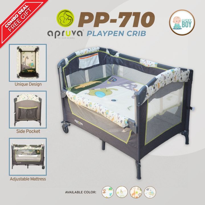 Apruva PP 710 Playpen Co Sleeper Crib for Baby Green with Mosquito Net Lazada PH