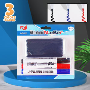 FCI White Board Marker 3 Color Black Blue Red Multicolor Marker With Eraser Smooth Writing Without Living Stains | School And Office Supply