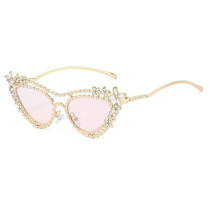 JN IMPRESSION Cross-border new cat-eye sunglasses personalized diamond-studded net celebrity ins rhinestone metal fashion sunglasses for women