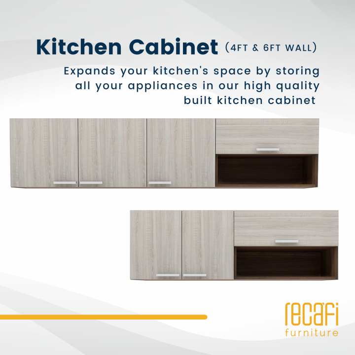 Recafi Furniture 4FT/6FT Wall Unit Kitchen (Walnut Color) Rak