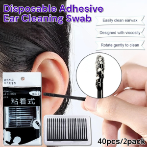 40pcs/2packs Disposable Adhesive Ear Cleaning Swab Sticky Cleaning Ear Bar Children Adults Ear Cleaning Tool Adhesive Cotton Swab Stick