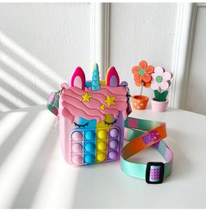 Tas Pop It Import Anak Karakter Unicorn / Tas Selempang Pop It Viral / Slingbag Anak Pony Rubber Jelly Import T-004