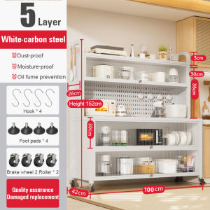 SWG Adjustable Aluminum Multi-Layer Kitchen Storage Organizer with Pull-Out Drawers & Casters