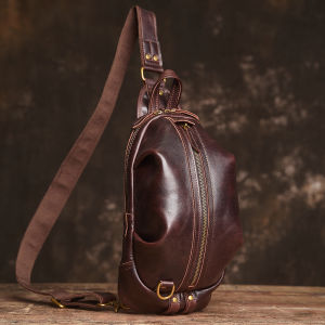 Nupugoo Nam Túi đeo ngang ngực cổ điển thường ngày da thật đeo chéo vai thường ngày đi lại đầu Lớp da bò Túi đeo chéo nhỏ