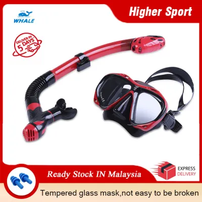 WHALE Professional Diving Masks Water Sports Training Silicone Snorkel Glasses Set