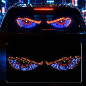Auto Interior Window Decoration Light LED Devils Eye USB 5V Dynamic Flashing Matrix Panel 11 Modes For Truck SUV RV High Brightness Left Right Eyes 4m Long Cable