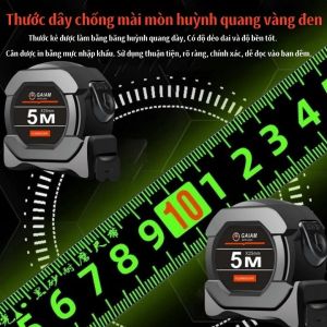 Thước dây GAIAM 5M đo cung gấp 3 lần mà không bị gãp hiển thị màu xanh lá câychính xác bền bỉ và dễ đọc.