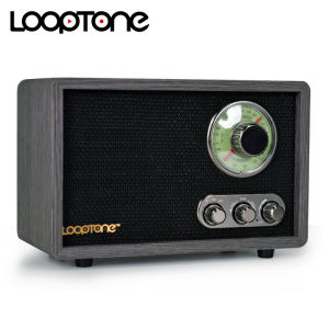 LoopTone Tabletop AM/FM Hi-Fi Bluetooth Radio Vintage Retro Classic Radio W/ Built-in Speaker Treble&Bass Control Hand-crafted Wood  for Kitchen Living Room with Rotary Knob