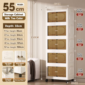SIV 42-65cm Wide 2/3/4/5 Layers Foldable Multipurpose Double Storage Cabinet Foldable Stackable Storage