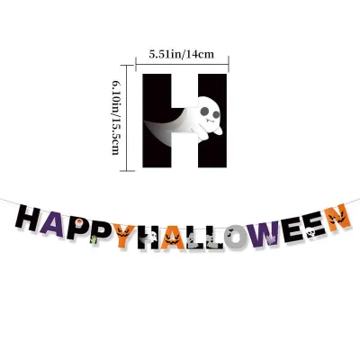 Happy Time Halloween Decoration Set Party Needs Puzzlegame Ghost Home Decor Halloween Inflatables Witch Bats Pumpkin Ghost Skeleton Wing Black Candy Balloon