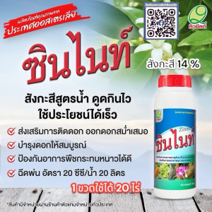 ซินไนท์ ขนาด 1 ลิตร สังกะสีที่ละลายน้ำ (Zn) : 14% ช่วยให้ช่อดอกสมบูรณ์ ขยายผล เนื้อแน่น ได้น้ำหนัก