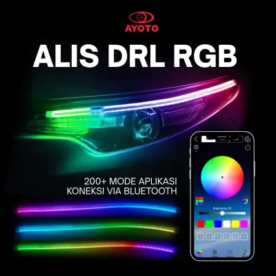 (2 PCS) DRL ALIS RGB PREMIUM & DRL ALIS 2 MODE FITUR WELOME WELCOME LIGHT SEIN RUNNING 200+ MODE APLIKASI UNTUK RGB / LAMPU KENDARAAN MOBIL & MOTOR