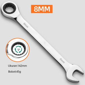 ISKU Kunci Ring Pas 1pcs 8-19mm Combination Spanner Wrench Cr-v Kunci Pas Mirror kunci Ring