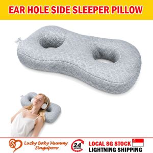 Ear Hole Side Sleeper Pillow / Double Ear Pressure Relief Pillow with Washable Cover for Side Sleeping