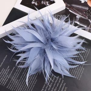 GENENIC Elegant Feather Corsage Brooches Multicolor Big Brooch Flower Lapel Pins Fashion Exquisite Feather Badge Wedding Party