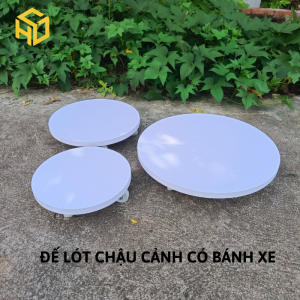 Đế Di Chuyển Chậu Cây Bằng Nhựa Composite Có Bánh Xe Nhựa Trắng Chịu Tải 150kg