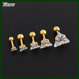 Fitow 1Pair 3 4 5 6mm Triangle Helix Cartilage Tragus Stud Conch Snug Ear Lobe Earrings Titanium Steel Jewelry