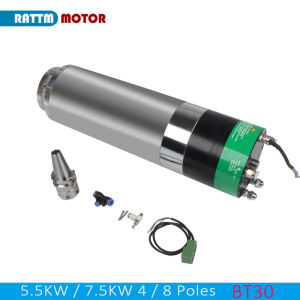 ZZSA 4 Poles 8 Poles 3KW 5.5KW 7.5kw ATC Automatic tool change AUTO Water Cooling BT30 CNC Spindle Motor For Metal Router Milling 9H4B3