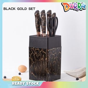 7pcs Kitchen Knife Set with Holder Stainless Steel Set Pisau Dapur Kitchen Accessories Set Cooking Tool Fruit Knife Chef