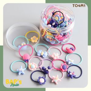 Dây Buộc Tóc Cho Bé Gái Cột Tóc Cho Bé Hộp 50 Cái Nhiều Họa Tiết Xinh Xắn Đủ Màu Lựa Chọn BAPs House TO4