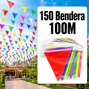 Bunting Banner Flag Line Triangle Flag Colourful Pennant Flag String 150pcs 100m Nylon Event Decoration for Hari Sukan Sport Day School