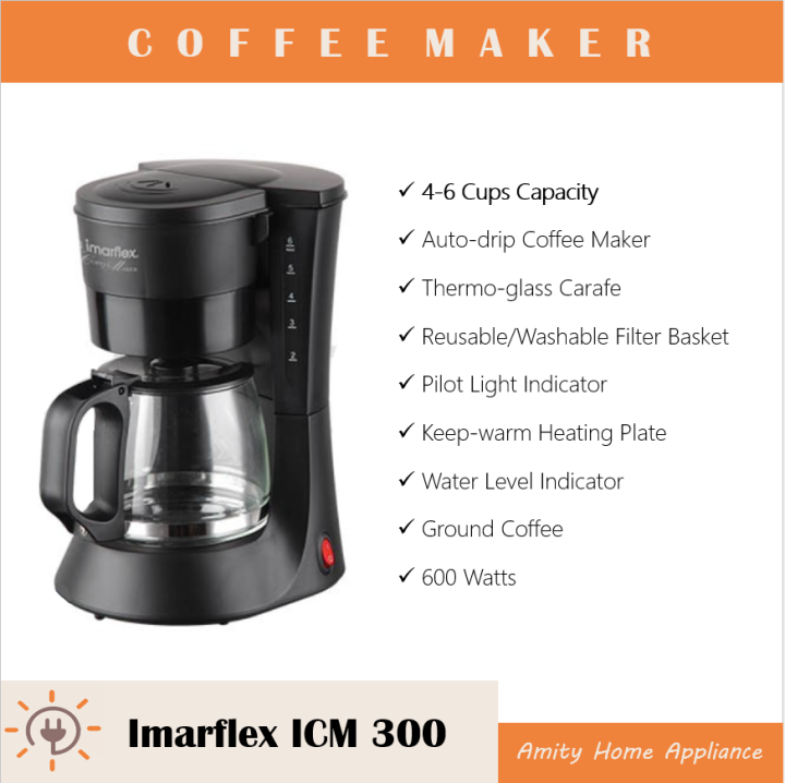 Imarflex Coffee Maker 4 to 6 Cups ICM300 Ground Coffee Beans Lazada PH