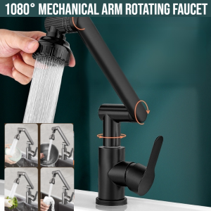 【High - Quality】Faucet with Mechanical Arm - 1080° Rotatable Splash - proof & Multifunctional【2 Water Outlet Modes】- Ideal for Kitchen & Bathroom Sinks Perfect for Face Washing Hair Washing