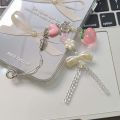【♡Lovely girls house♡】Sweet Peach Bow Bag Pendant Keychain Creative Simulated Peach Key Holder. 