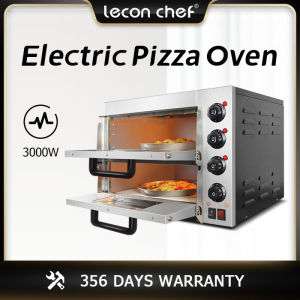Leconchef 45L pizza oven commercial electric oven 3000w pizza maker for business oven baking bread moon cake for household and commercial use with 2 stone units 2 decks 2 trays suitable for 8-16 inch pizza