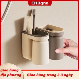 [COD] EHBqna 3PF Ship within 24 hours Multifunctional Toothbrush Rack Punch-free Wall-mounted Mouthwash Cup Toothbrush Cup Bathroom Storage Shelf Holder Accessories