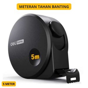 COD Deli Home Meteran Tukang 5 Meter Anti Karat Roll High Precision Tape Measure 19 mm Model Unik / Meteran Bahan Carbon Presisi Elastis Tahan Lama Tahan Banting Kualitas Terbaik Warna Hitam /Alat Pengukur Panjang Meteran Roll Tahan Banting Terbaik