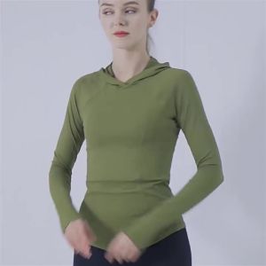 Lulu New Quick-Drying Sports Fitness Thin Top for Women Hooded Blouse Hoodie Jacket