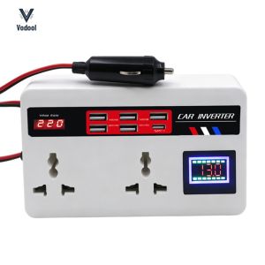Car Inverter 200W 12V 24V to 110V 220V Universal AC Socket LED Display Dual USB Ports [Vodool Shophouse]