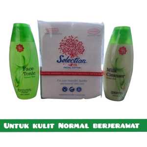 Viva milk cleanser dan face tonic 100ml Green Tea + kapas kecantikan Selection