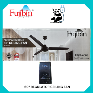 FUJIBIN 60" Ceiling Fan FBCF-60B3 | FBCF-60B3R with Regulator / Remote control 3 blades Kipas Siling 110W (BLACK)