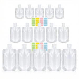 RAINFLOW 17 Pack Travel Pouches for Toiletries - TSA Compliant Leak Proof Refillable Liquid Pouches Flat Travel Bottles for Shampoo Lotion Soap Carry On Travel Containers 30ml 50ml 100ml