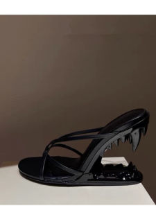 European and American Summer New Metal Tooth Sandals High-heeled Shoes Fashion Shows Womens Dresses 44 Size Sandals