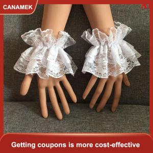 【CANAMEK】 Lolita tay áo cổ tay còng Xù Hoa Đen ren đàn hồi Vòng đeo tay nữ thanh lịch găng tay ren ngắn Halloween