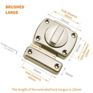 Security Thicken Cast Barrel Bolt Slide  Universal Twist Lock Zinc Alloy  Latch Bathroom Door