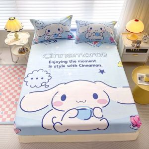 Dansunreve Cinnamoroll Fittedsheet Single/Queen/King Bedsheet Durable Washable Bed Cover Pillowcase