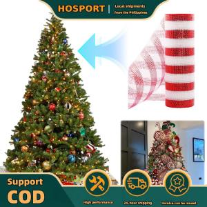 【HOSPORT】Seasonal Christmas Mesh Ribbon for Wreaths and Bows 2 Rolls Festive Decoration Accessories