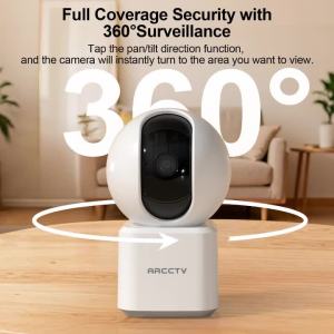 ARCCTV 2K WiFi 5G Surveillance Baby Monitor Camera HD Two Way Talk IR Night Vision Security PTZ Camera 360 °   View Auto Tracking