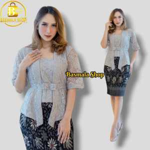 setelan kebaya modern brukat rok pendek terbaru /fashion wanita / baju batik wanita atasan wanita brokat bisa COD/kebaya natalan/Setelan kebaya sita tulle couple kemeja batik tangan pendek / kebaya modern / baju kebaya couple wanita / kebaya couple untuk