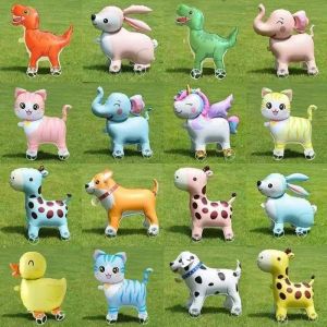 MIRELINA with Wheels 4D Standing Foil Balloons Childrens Toys Animals Walking Balloon Gifts Walking/pulling Cart Balloons Self-sealing Animal Balloons Kids Birthday Party Decoration