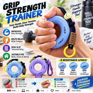 Silicone Grip Strength Ring Stress Relief Dual Resistance Hand Exerciser Grip Strengthener Hand Training Ring Finger Forearm Workout Fitness Equipment Home Gym Pro