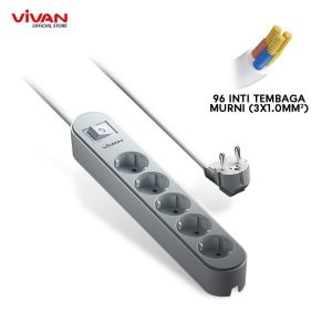 Vivan VPS-H002A Pro / VPS-H003A Pro / VPS-H005A Pro / VPS-H007A Pro / VPS-H008A Pro 3 4 5 Lubang Stop Kontak Colokan Saklar Socket Kabel 1.8m Inti Tembaga