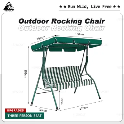 600D Oxford Cloth Portable 2-Seater Swing Chair with Sunshade for Outdoor Garden Hammocks 500KG Capacity