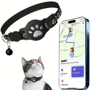 Anti-Lost Cat Tracker Collar Works with Apple Find My/Android Lightweight Pet Locator No Monthly Fee