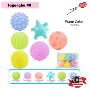 6pcs Baby Sensory Ball Toys Baby Ball Teether Soft Bell Rubber Baby Early Learning Sensory Toy Squishy Toy Mainan Ball
